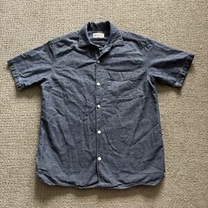 Freenote Cloth Dayton Shirt Mens Sz S Blue Denim Chambray Short Sleeve Button Up